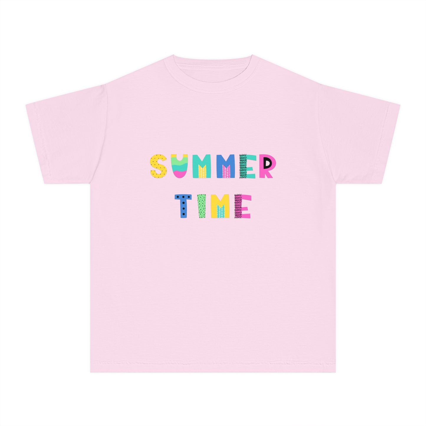 Youth Midweight Tee - Colorful 'SUMMER TIME' Graphic Shirt for Kids