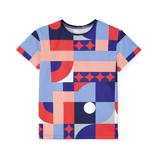 Bauhaus Style American Kids Sports Jersey - Colorful Geometric Design