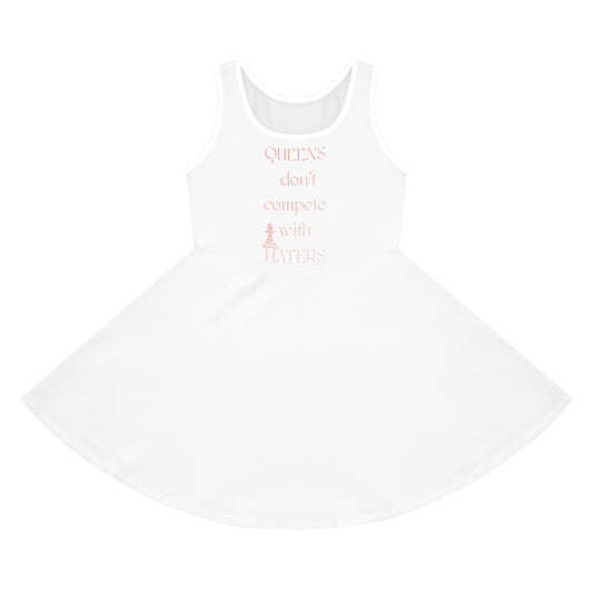 Girls' White Sundress with 'Queens Don't Compete with Haters' Quote