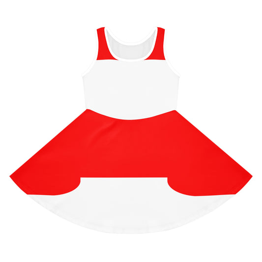 Girls' Red Sleeveless sundress (AOP)
