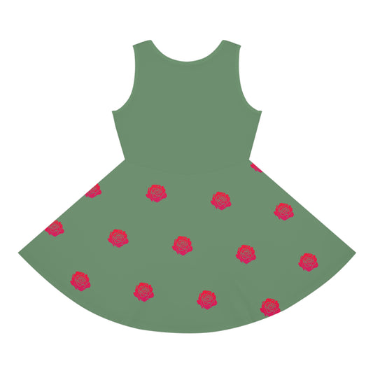 Girls' Green Floral Sundress - Perfect for Spring & Summer Casual Wear