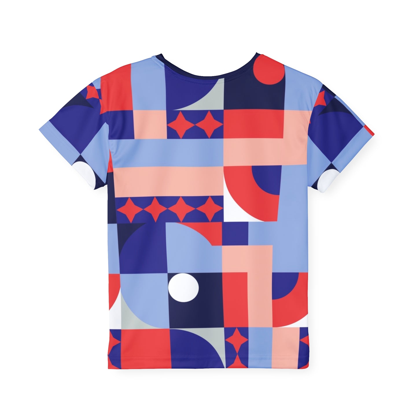 Bauhaus Style American Kids Sports Jersey - Colorful Geometric Design