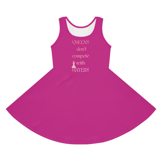 Girls' Pink Sundress with 'Queens Don't Compete with Haters' Quote