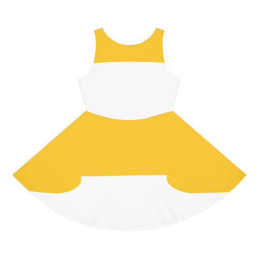 Girls' Yellow Sleeveless Sundress (AOP)