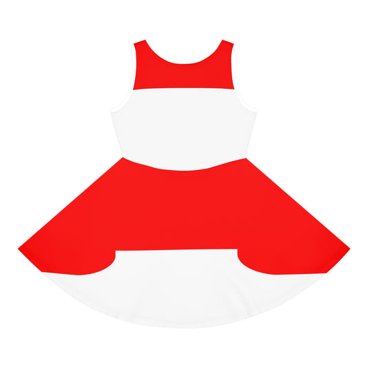 Girls' Red Sleeveless sundress (AOP)