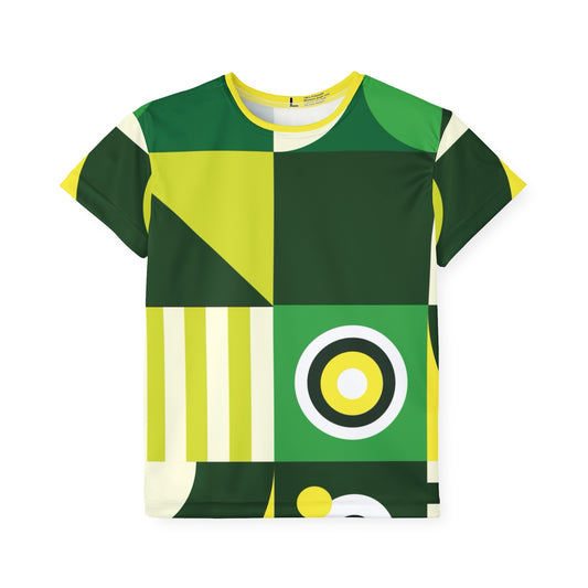 Bauhaus Style Greenllow Kids Sports Jersey - Colorful Geometric Design