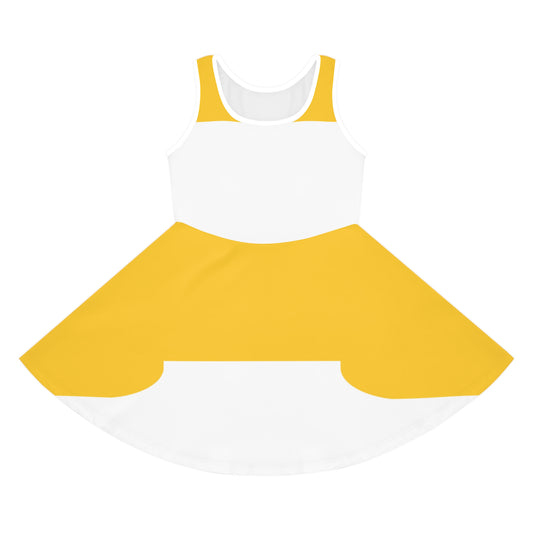 Girls' Yellow Sleeveless Sundress (AOP)