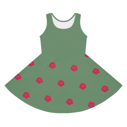 Girls' Green Floral Sundress - Perfect for Spring & Summer Casual Wear
